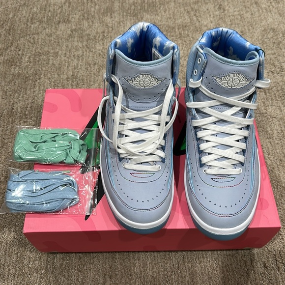 2022 J. Balvin x Air Jordan 2 Retro SP Celestine Blue/White/Multi-Color Size 9.5 - Picture 5 of 9